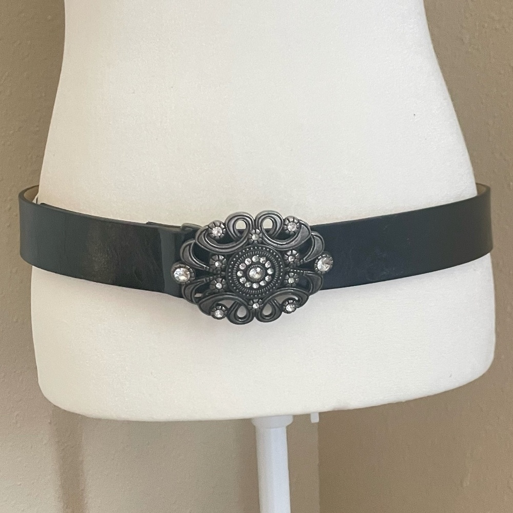 Women's Vintage Western Bling Belt Sz Large Silver Rhinestone Y2K Rodeo Festival